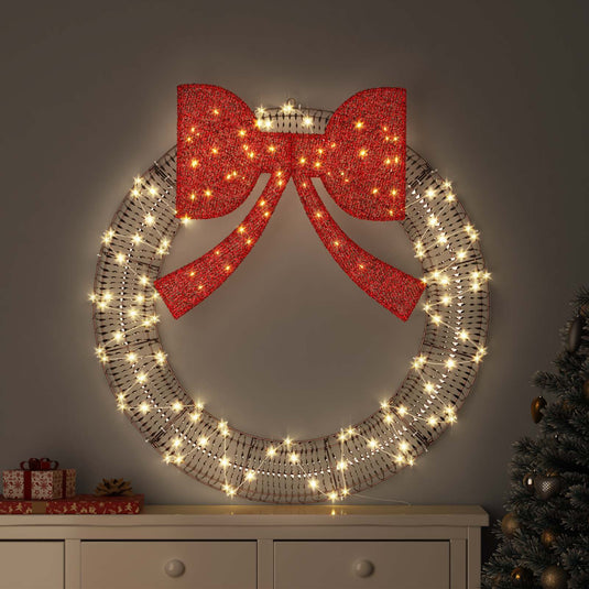 Vidaxl krans met 80 led warmwit 91 x 91 x 9 cm pet