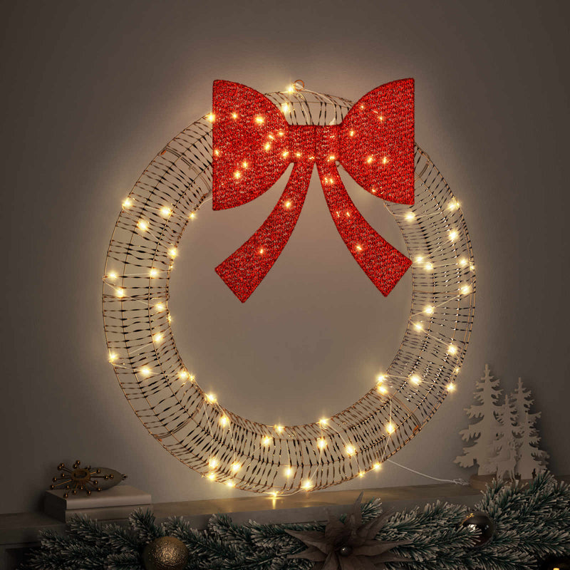 Afbeelding laden in galerijviewer, Vidaxl krans met 80 led warmwit 91 x 91 x 9 cm pet
