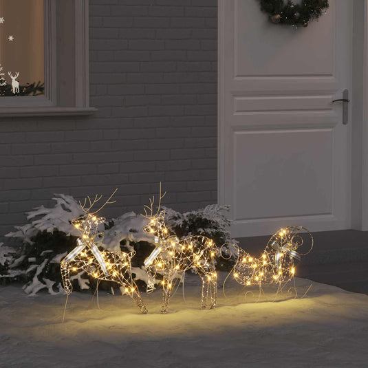 Vidaxl led rendieren met 60 led 3 pcs warmwit pet
