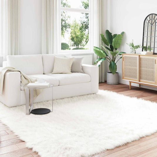 Vidaxl nep schapenvacht tapijt tafalla wit 200 x 200 cm polyester