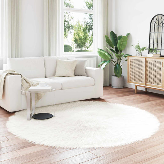Vidaxl nep schapenvacht tapijt tafalla wit ø 200 cm polyester