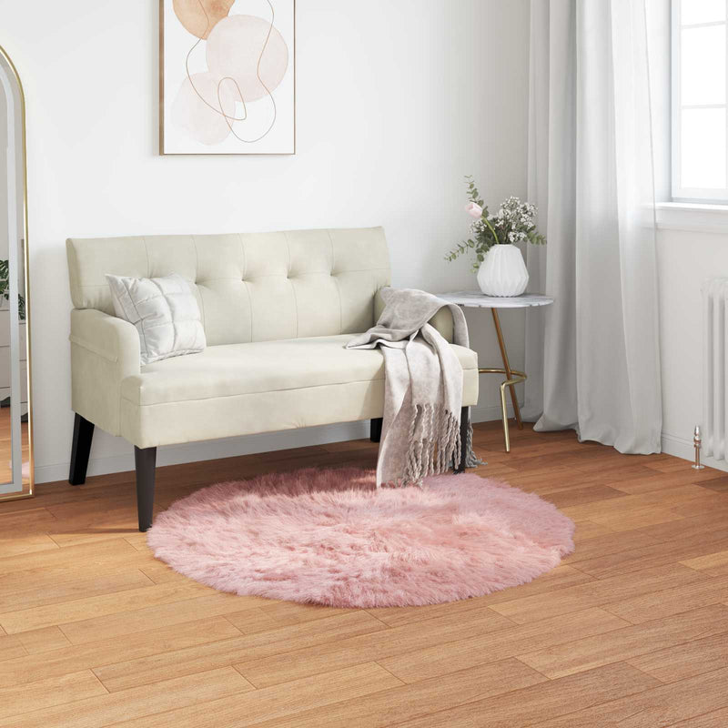 Afbeelding laden in galerijviewer, Vidaxl tapijt van imitatie tafalla roze ø 100 cm polyester
