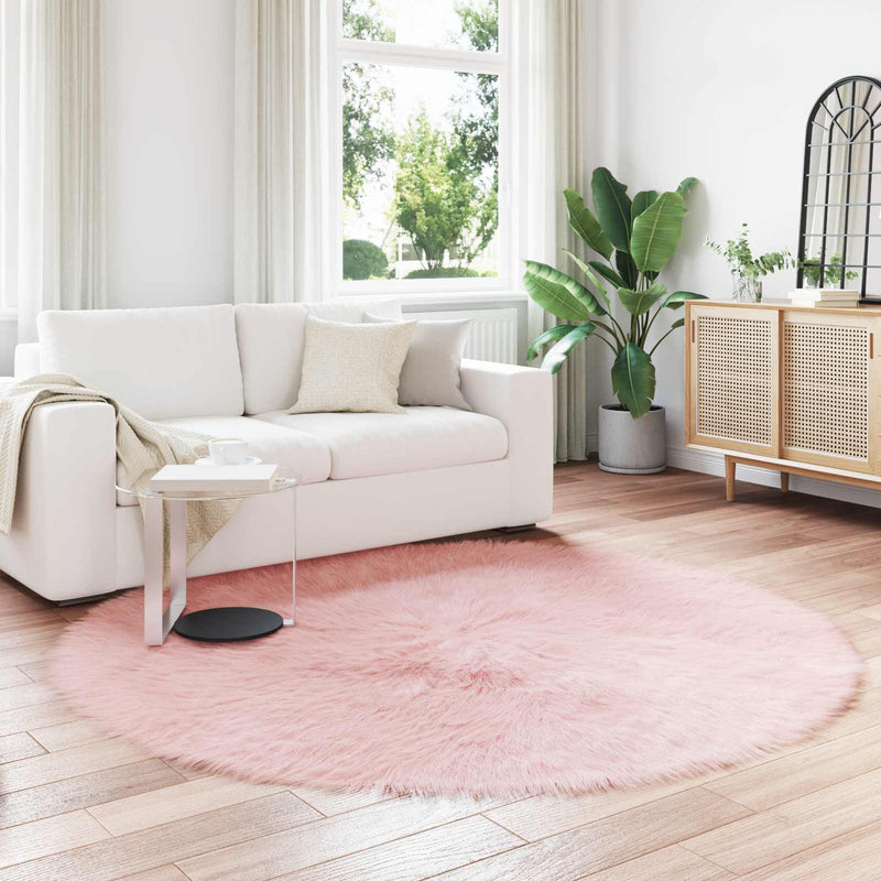 Afbeelding laden in galerijviewer, Vidaxl tapijt van imitatie tafalla roze ø 200 cm polyester
