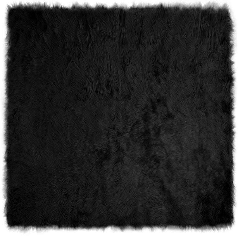 Afbeelding laden in galerijviewer, Vidaxl nep schapenvacht tapijt tafalla zwart 240 x 240 cm polyester
