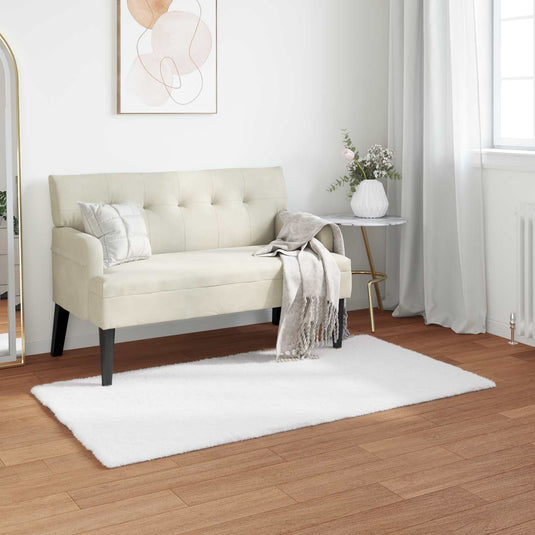 Vidaxl nep konijnenbont tapijt olite wit 60 x 110 cm polyester