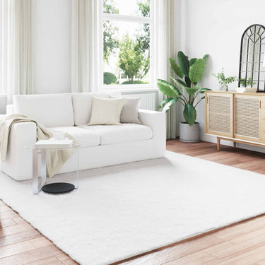 Vidaxl nep konijnenbont tapijt olite wit 240 x 240 cm polyester