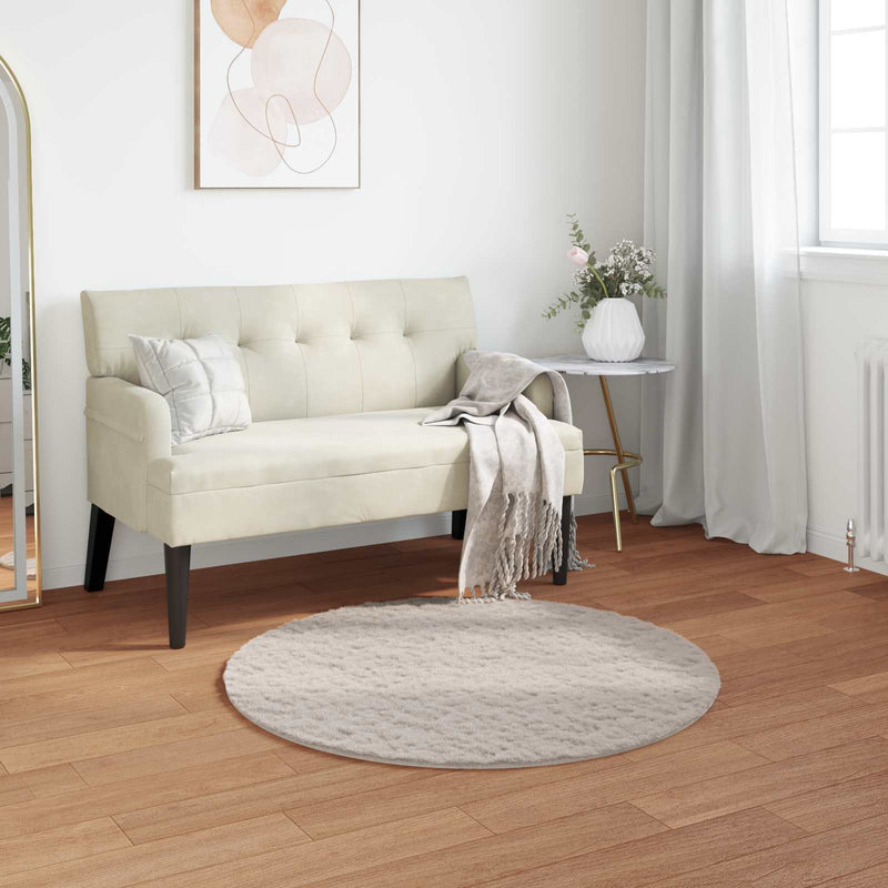 Afbeelding laden in galerijviewer, Vidaxl nep konijnenbont tapijt olite beige ø 80 cm polyester
