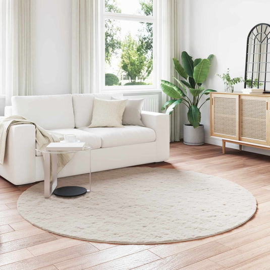 Vidaxl nep konijnenbont tapijt olite beige ø 160 cm polyester