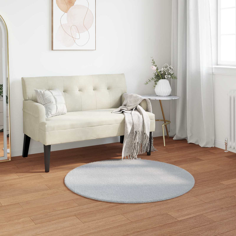 Afbeelding laden in galerijviewer, Vidaxl nep konijnenbont tapijt olite grijs ø 100 cm polyester
