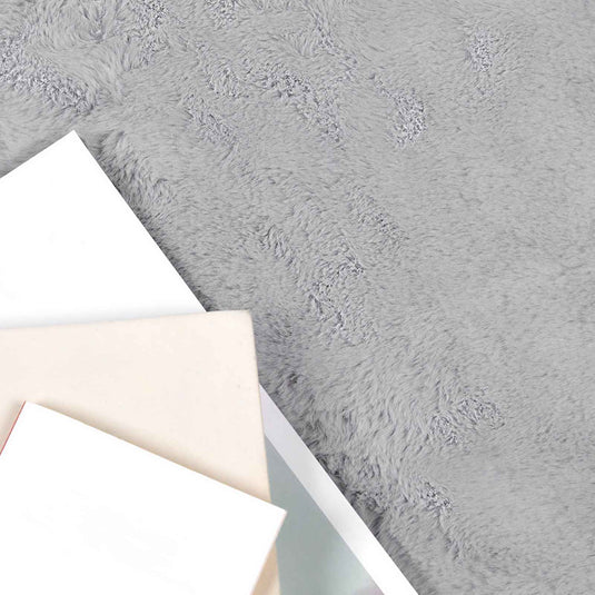 Vidaxl nep konijnenbont tapijt olite grijs ø 100 cm polyester