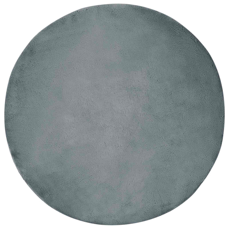 Afbeelding laden in galerijviewer, Vidaxl nep konijnenbont tapijt olite antraciet ø 160 cm polyester
