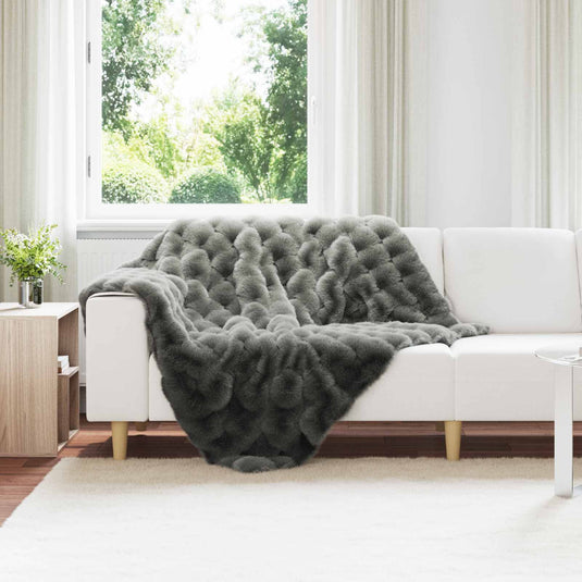 Vidaxl neppels konijnenbont deken olite 4 pcs donkergrijs 130 x 150 cm