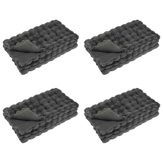 Vidaxl neppels konijnenbont deken olite 4 pcs donkergrijs 130 x 150 cm