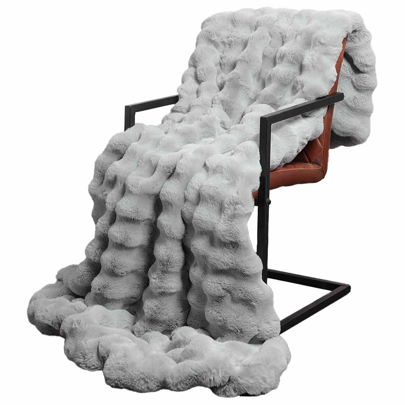Afbeelding laden in galerijviewer, Vidaxl antislip deken van imitatie konijnenbont olite grijs polyester
