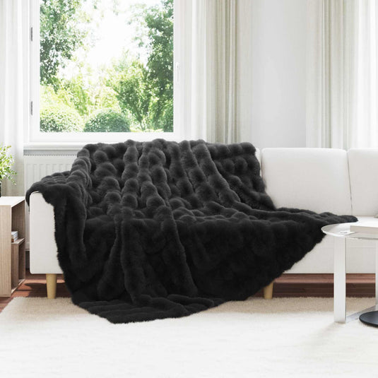 Vidaxl neppels konijnenbont deken olite 4 pcs zwart 220 x 240 cm