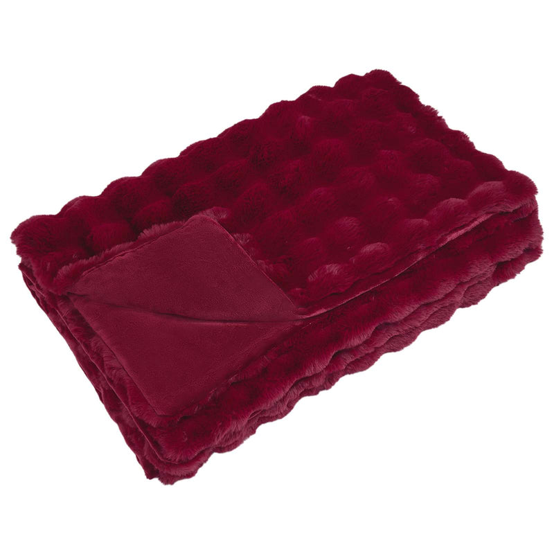 Afbeelding laden in galerijviewer, Vidaxl neppels konijnenbont deken olite bordeaux rood 220 x 240 cm
