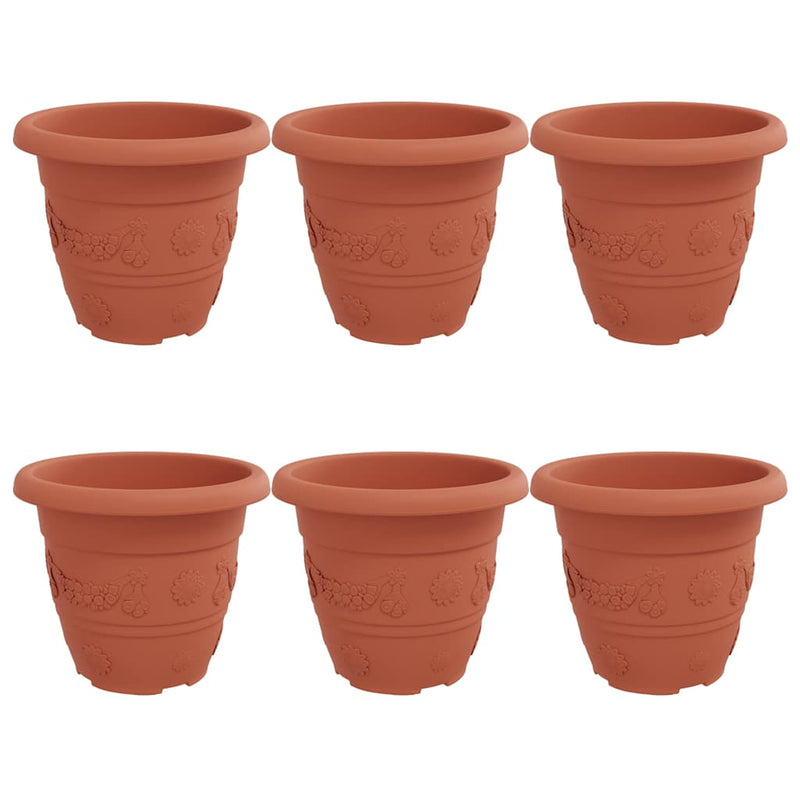 Afbeelding laden in galerijviewer, Vidaxl ronde bloempot 6 pcs baksteenrood ø 26 x 21.5 cm kunststof
