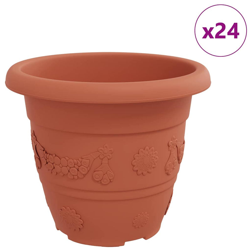 Afbeelding laden in galerijviewer, Vidaxl ronde bloempot 24 pcs baksteenrood ø 26 x 21.5 cm kunststof
