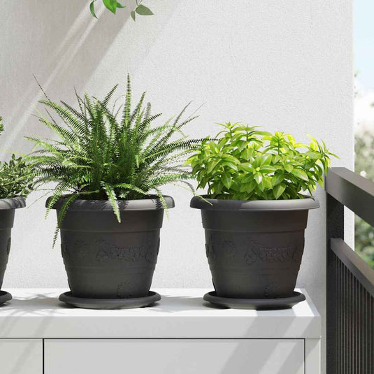 Vidaxl ronde bloemenschalen 24 pcs zwart ø 17,5 x 2 cm kunststof