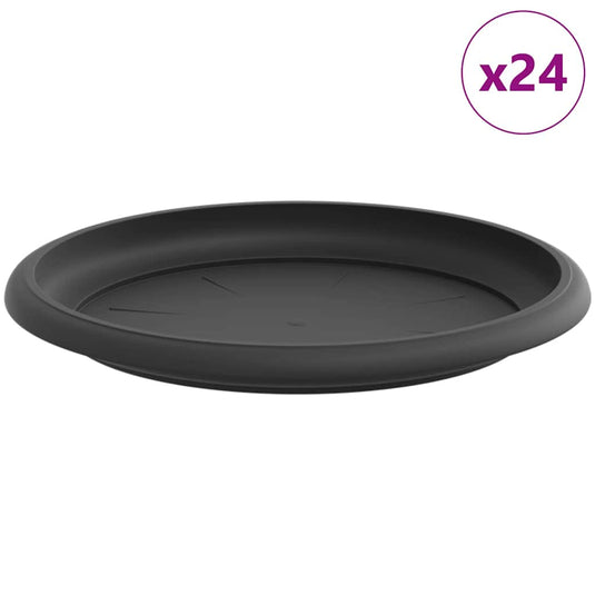 Vidaxl ronde bloemenschalen 24 pcs zwart ø 17,5 x 2 cm kunststof