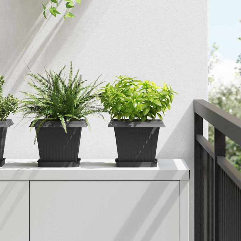 Afbeelding laden in galerijviewer, Vidaxl vierkante bloempot 6 pcs zwart 20 x 20 x 16 cm kunststof
