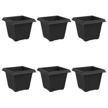 Vidaxl vierkante bloempot 6 pcs zwart 20 x 20 x 16 cm kunststof