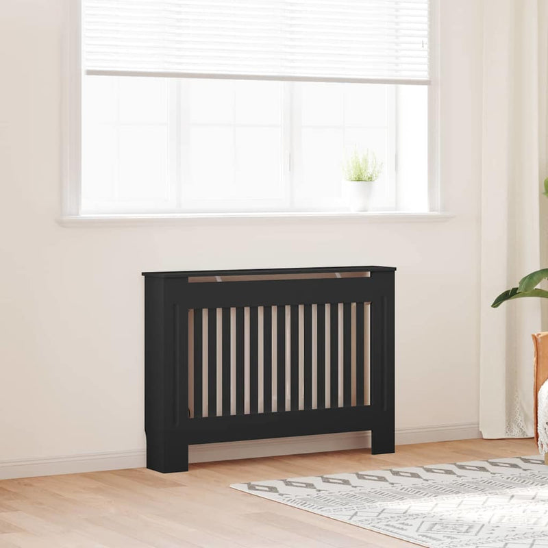 Afbeelding laden in galerijviewer, Vidaxl radiatorafdekking 2 pcs zwart 112 x 19 x 81,5cm bewerkt hout
