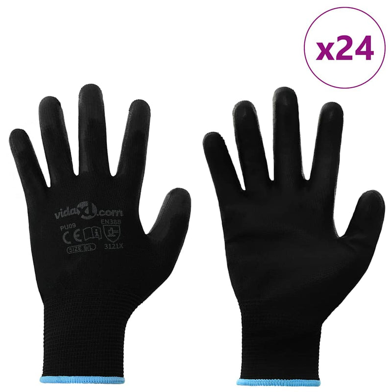Afbeelding laden in galerijviewer, Vidaxl werkhandschoenen 24 pcs zwart 9 l polyester
