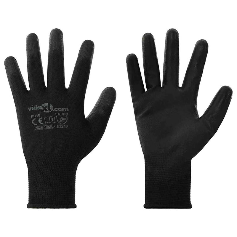 Afbeelding laden in galerijviewer, Vidaxl werkhandschoenen 24 pcs zwart 10 xl polyester
