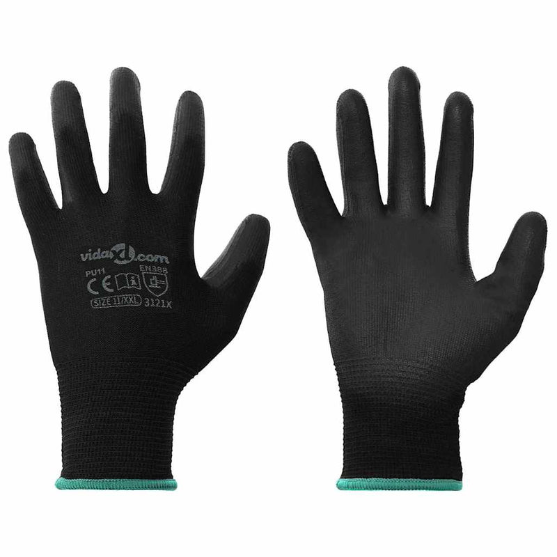Afbeelding laden in galerijviewer, Vidaxl werkhandschoenen 24 pcs zwart 11 xxl polyester
