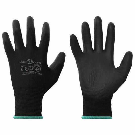 Vidaxl werkhandschoenen 24 pcs zwart 11 xxl polyester