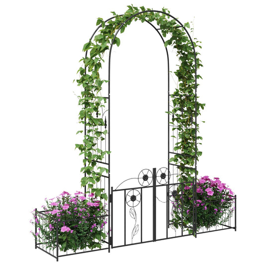 Vidaxl tuin boog met slot zwart 203 x 50 x 218 cm
