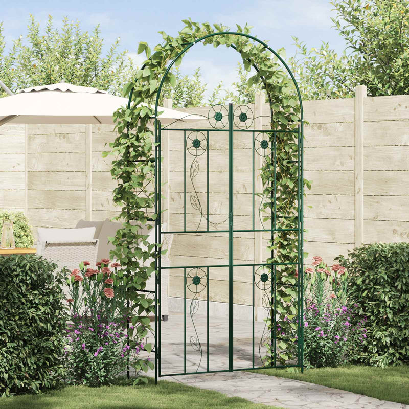 Afbeelding laden in galerijviewer, Vidaxl tuin boog groen 115 x 37 x 226 cm staal
