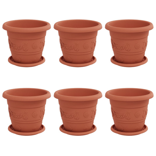 Vidaxl plantenpotten 6 pcs baksteenrood ø 26 x 21.5 cm kunststof