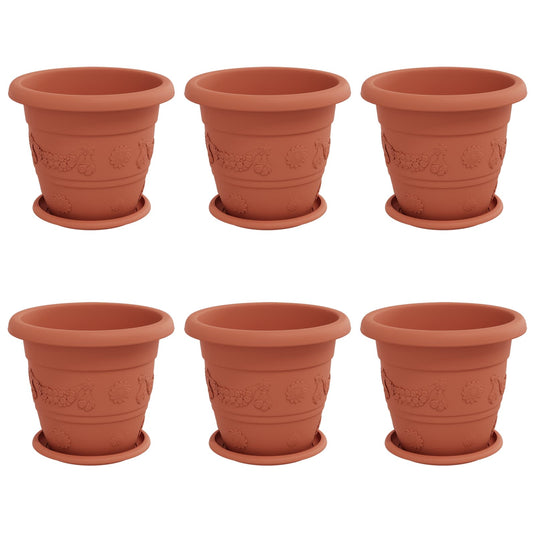 Vidaxl plantenpotten 6 pcs baksteenrood ø 26 x 21.5 cm kunststof