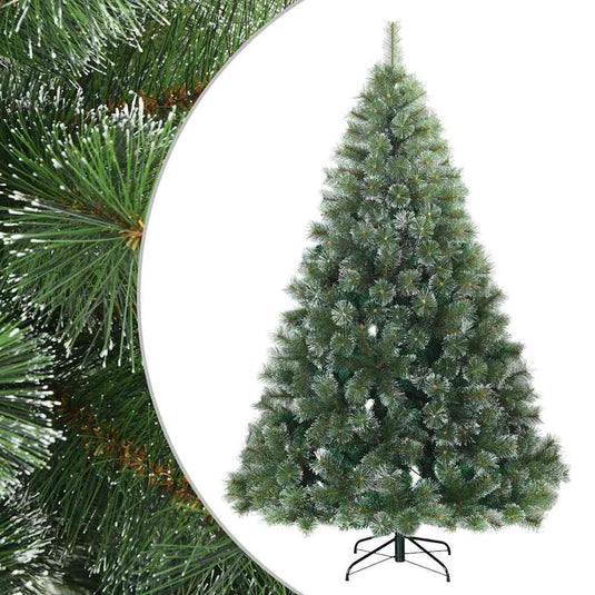 Vidaxl kunst kerstboom met geveerde takken, sneeuw bedekt groen 210 cm