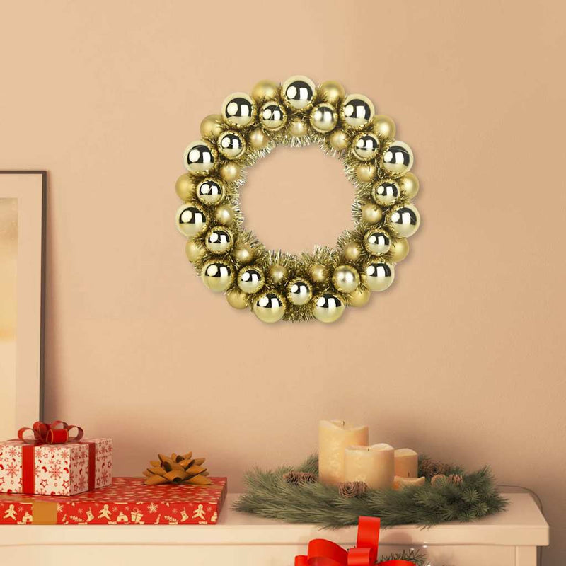 Afbeelding laden in galerijviewer, Vidaxl kerstbal kransen 2 pcs goud 33 x 33 x 7 cm polystyreen
