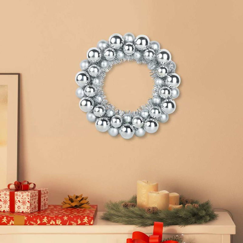 Afbeelding laden in galerijviewer, Vidaxl kerstbal kransen 2 pcs zilver 33 x 33 x 7 cm polystyreen
