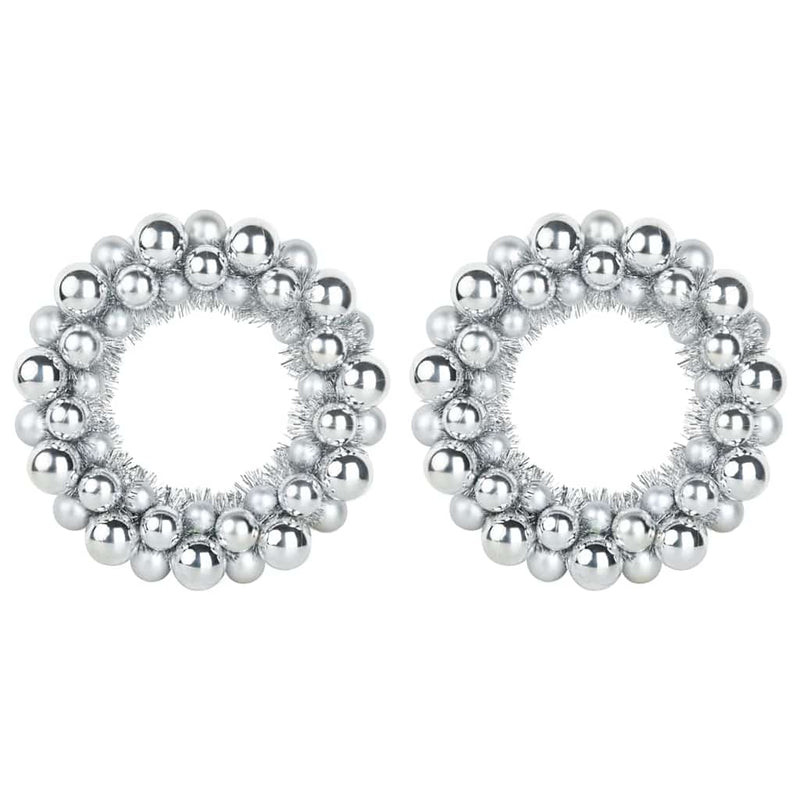 Afbeelding laden in galerijviewer, Vidaxl kerstbal kransen 2 pcs zilver 33 x 33 x 7 cm polystyreen
