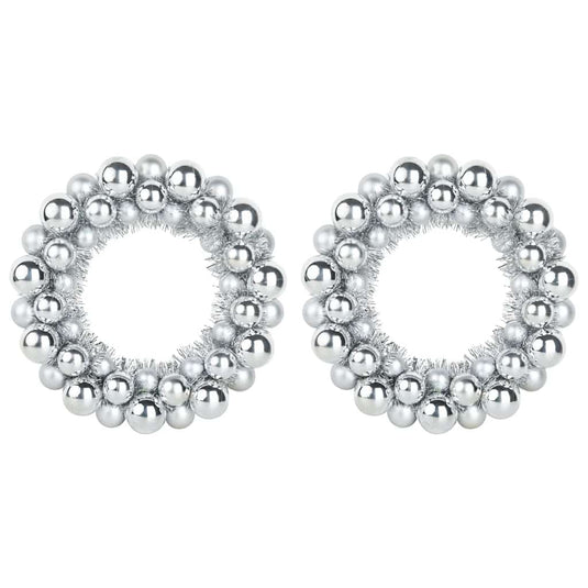 Vidaxl kerstbal kransen 2 pcs zilver 33 x 33 x 7 cm polystyreen