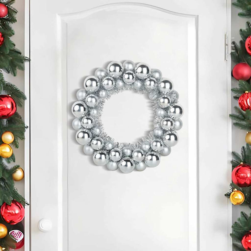 Afbeelding laden in galerijviewer, Vidaxl kerstbal kransen 2 pcs zilver 33 x 33 x 7 cm polystyreen
