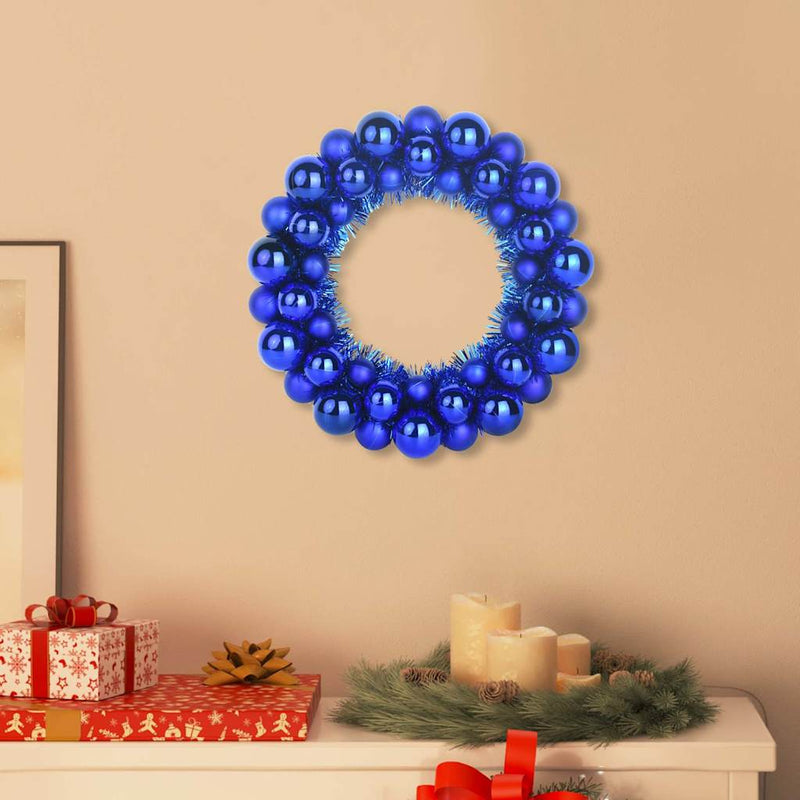 Afbeelding laden in galerijviewer, Vidaxl kerstbal kransen 2 st blauw 33 x 33 x 7 cm polystyreen
