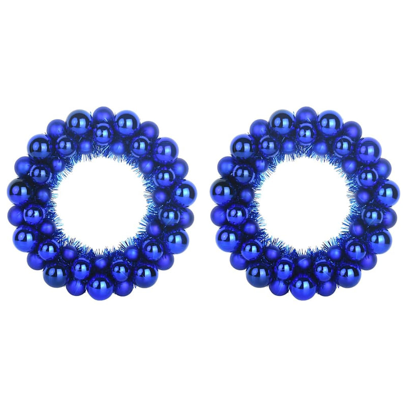 Afbeelding laden in galerijviewer, Vidaxl kerstbal kransen 2 st blauw 33 x 33 x 7 cm polystyreen
