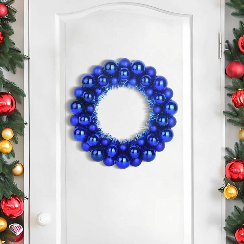 Afbeelding laden in galerijviewer, Vidaxl kerstbal kransen 2 st blauw 33 x 33 x 7 cm polystyreen

