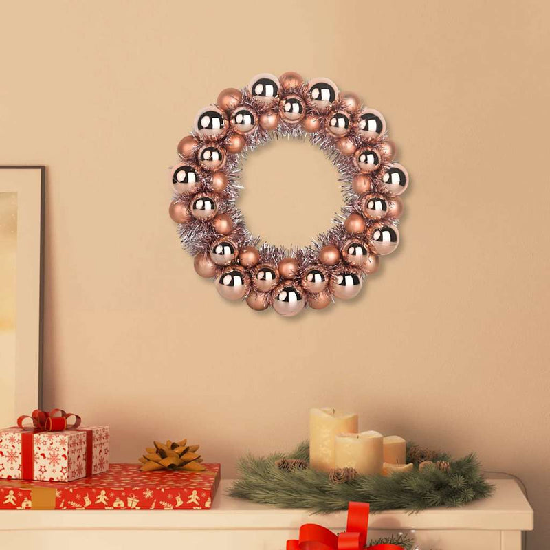Afbeelding laden in galerijviewer, Vidaxl kerstbal kransen 2 pcs rose gold 33 x 33 x 7 cm polystyreen
