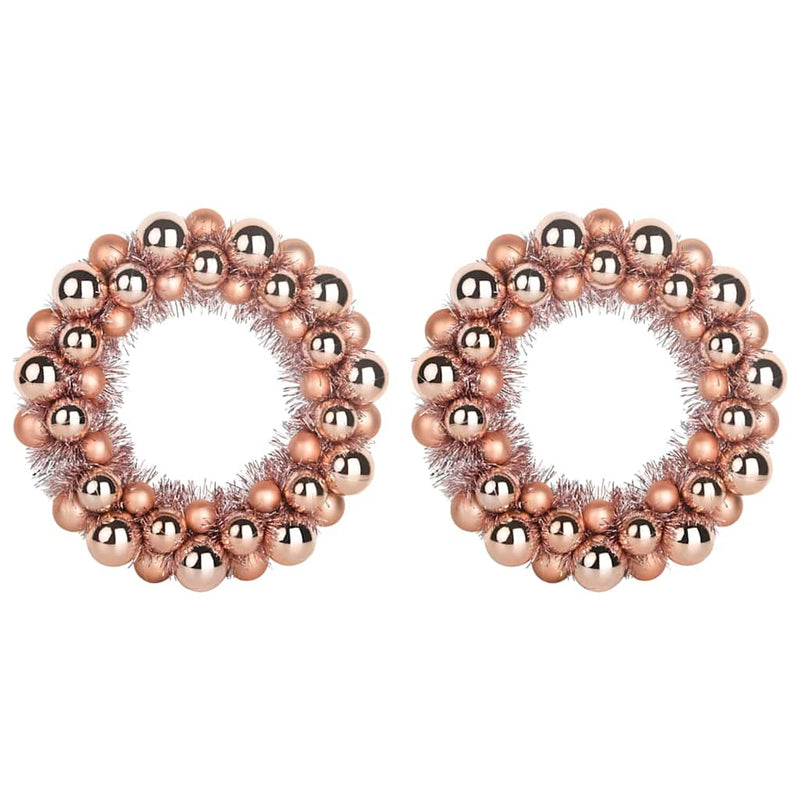 Afbeelding laden in galerijviewer, Vidaxl kerstbal kransen 2 pcs rose gold 33 x 33 x 7 cm polystyreen
