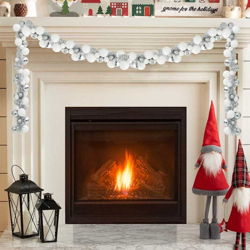 Afbeelding laden in galerijviewer, Vidaxl kerstbal guirlande led's wit en zilver 186 cm polystyreen
