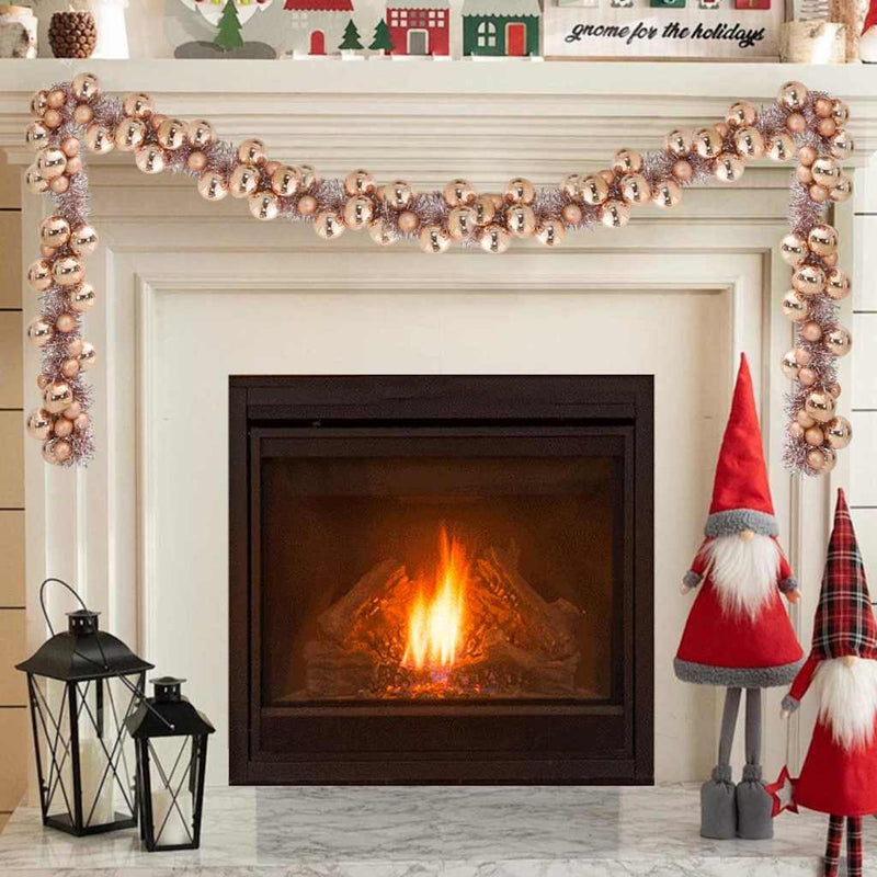 Afbeelding laden in galerijviewer, Vidaxl kerstbal guirlande led's rose gold 186 cm polystyreen
