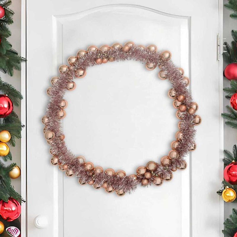 Afbeelding laden in galerijviewer, Vidaxl kerstbal guirlande led's rose gold 186 cm polystyreen
