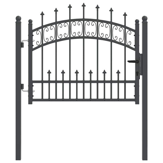 Vidaxl hekpoort met spear boven met slot grijs 103 x 75 cm staal